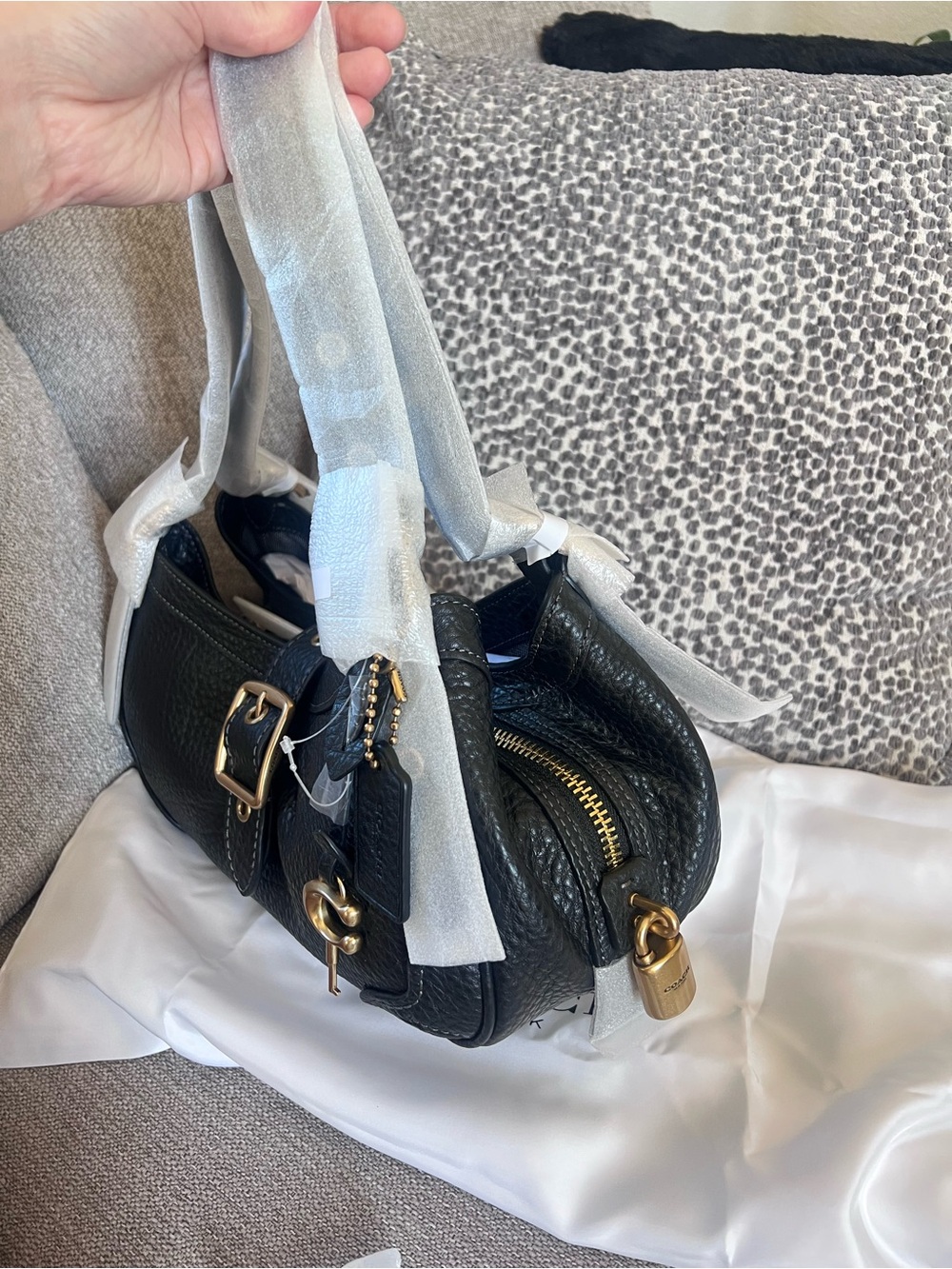 Coach Black Brass Drifter Shoulder Bag 31 - Picture 2 of 6